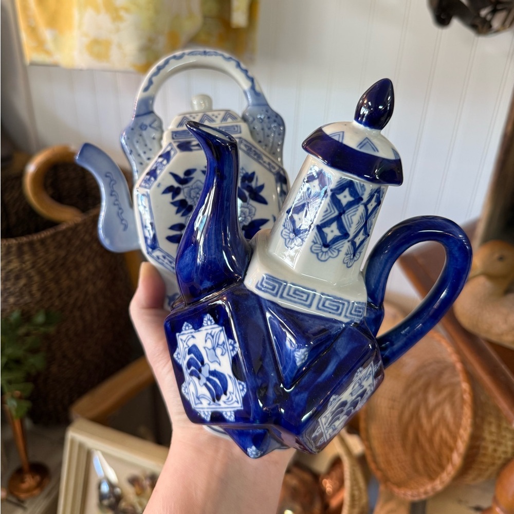 Blue and White Ceramic Teapots